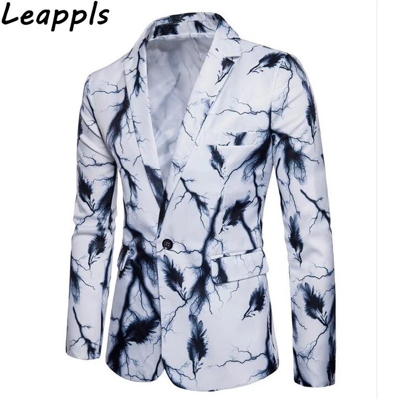 Leappls бренд осень 2018 г. Модные для мужчин s Блейзер коммерции повседневное Slim Fit платье для выпускного вечера Блейзер мужчин этап пиджаки