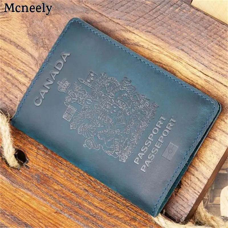 Горячая Crazy Horse кожа Канада Обложка для паспорта держатель карты для мужчин чехол для паспорта путешествия унисекс натуральная кожаный