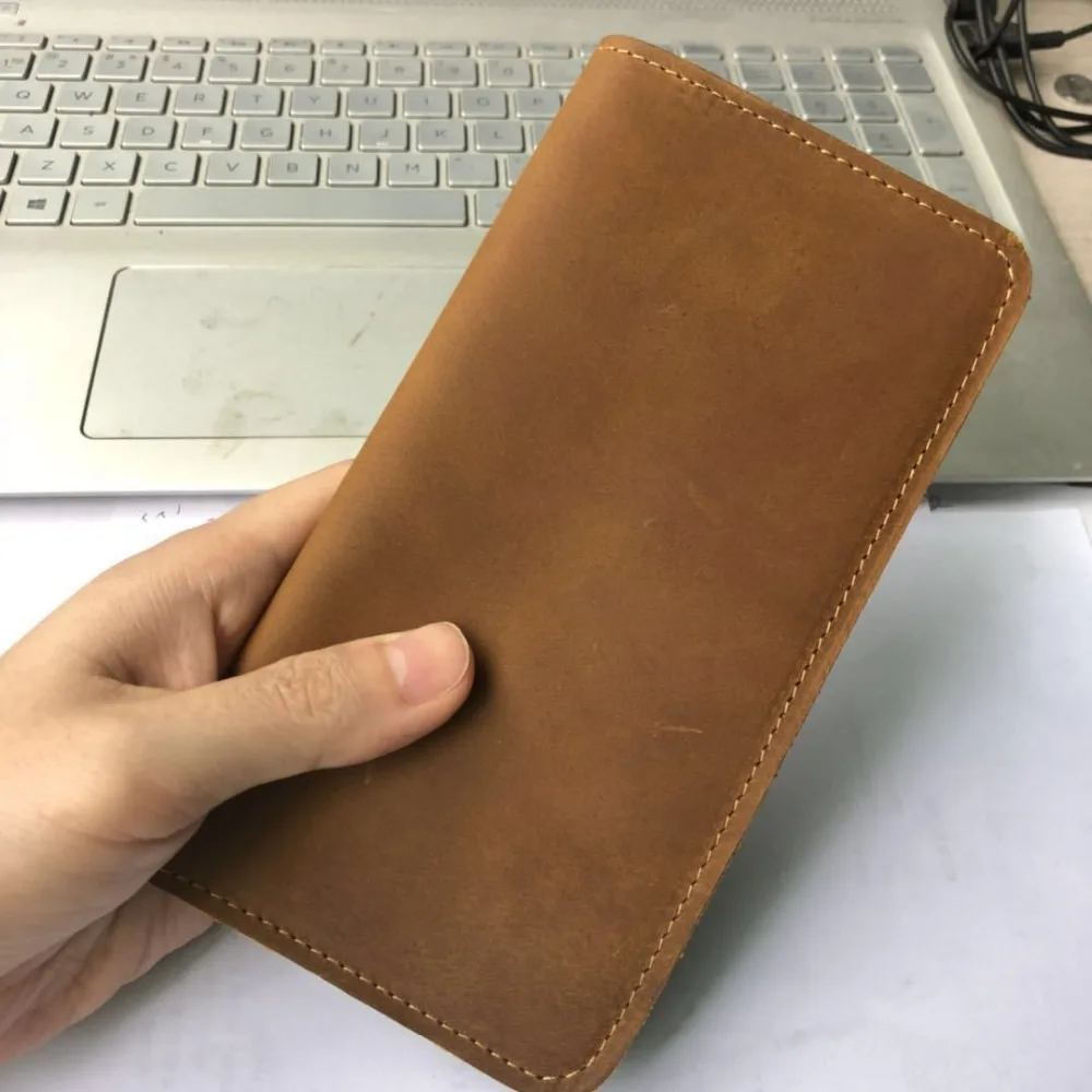 

Joyir Men Wallet Genuine Leather Vintage Long Wallet casual Pure color Large Capacity Male Coin Purse Credit Cards Purse