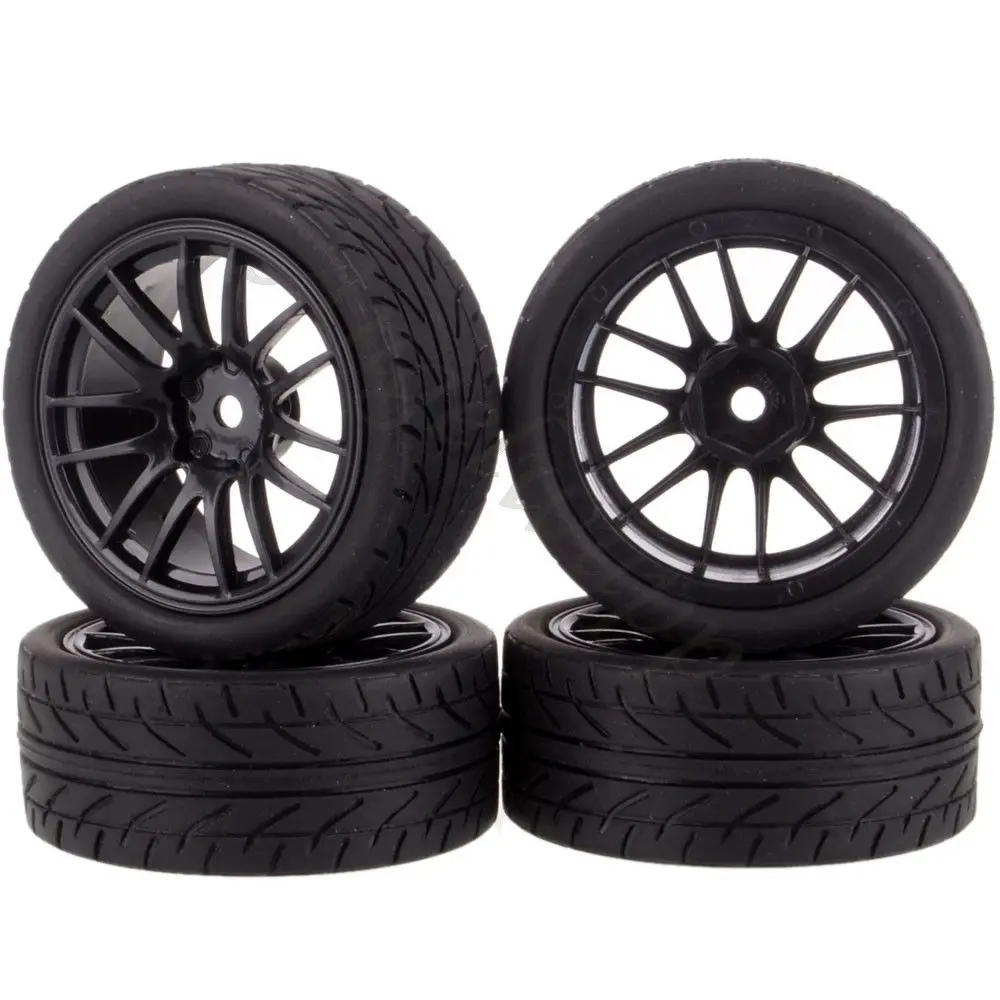 

4pcs 1/10 On-Road Car Tires 26*64MM Plastic Wheel Rim Rubber Tyre 9062 for HSP Tamiya HPI Kyosho Sakura 94122 94123 D3 D4 tt02