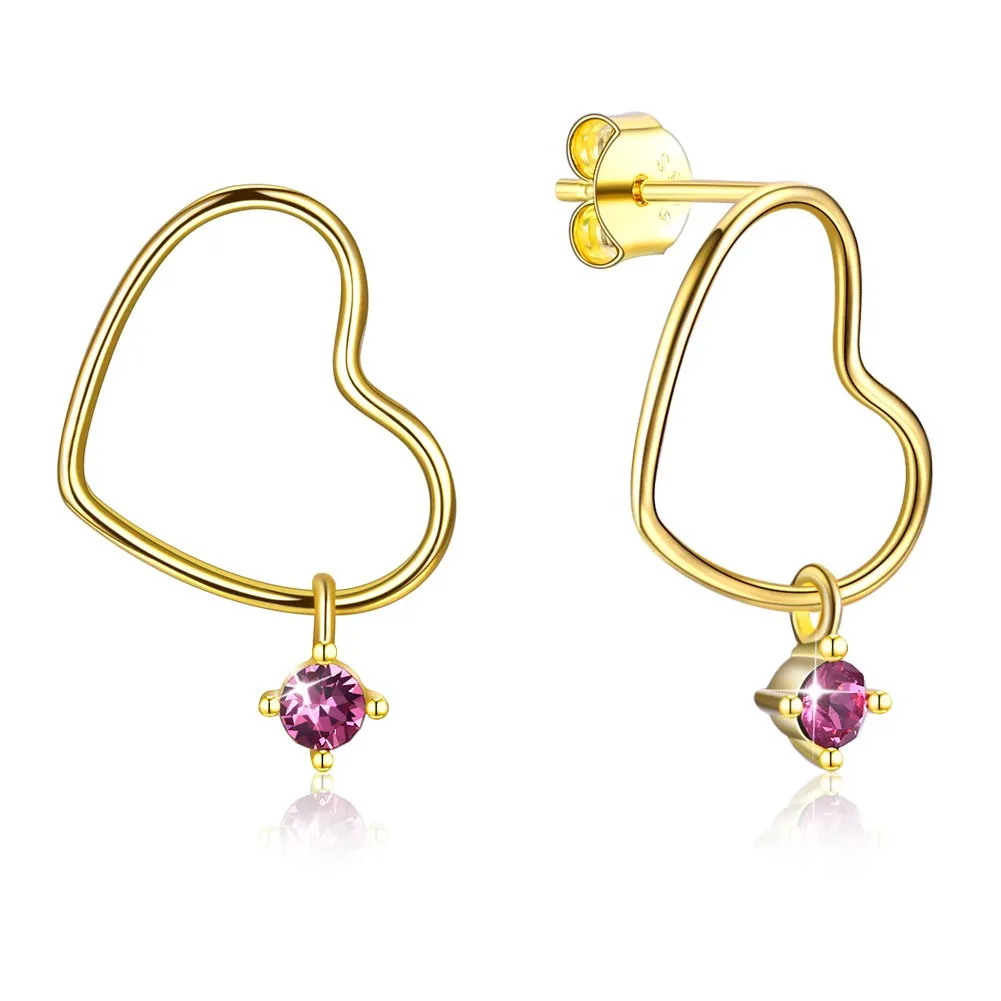 

INALIS New Crystals from Swarovski 925 Sterling Silver Hollow Heart shaped Stud Earrings Romantic Jewelry LadyThanksgiving Gifts