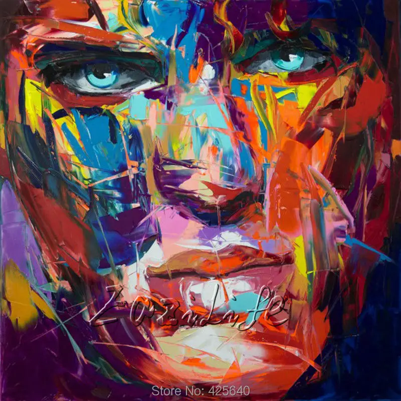 

Palette knife painting portrait Palette knife Face Oil painting Impasto figure on canvas Hand painted Francoise Nielly 14-40