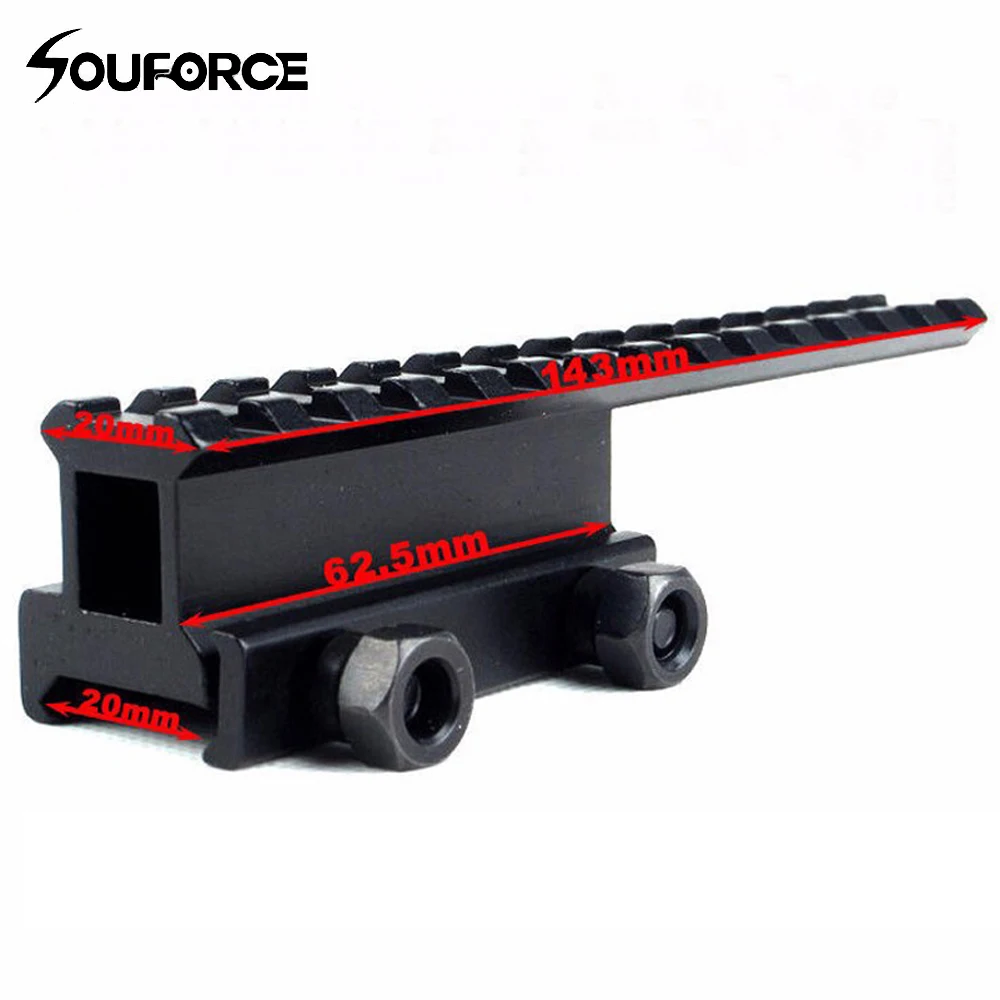 

Flat Top 145MM Length Tactical Extened High Riser Base for 20mm Picatinny/Weaver Rail Mount 14 Slots Free Shipping