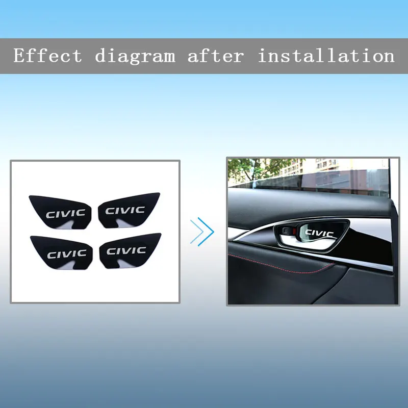 Задний Авто Стайлинг модифицированные наклейки из нержавеющей стали для Honda Civic 10th внутренняя дверная ручка Чехлы аксессуары
