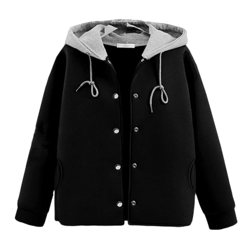 Hot Spring Autumn Women Jackets Vestidos Plus Size Casual Loose Solid Single Breasted Space cotton Hooded Jacket For Women Coats (7)
