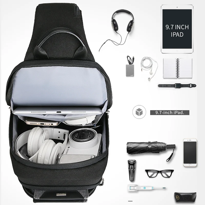 Marca Ryden nuevo bolso bandolera Anti-robo resistente al agua hombres Sling pecho bolsa ajuste 9,7 pulgadas Ipad moda bolso de hombro