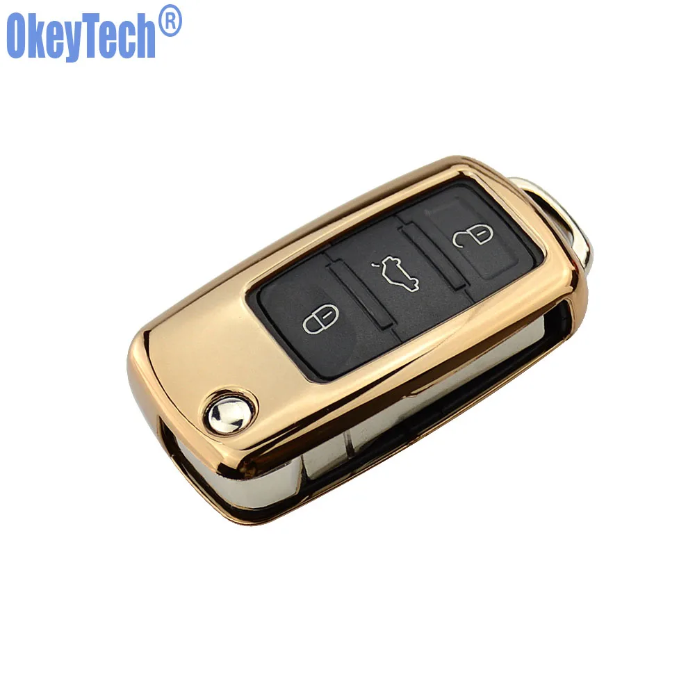 OkeyTech автомобильный брелок для VW Passat Golf Jetta Bora Polo Sagitar Tiguan Skoda Octavia A5 Fabia SEAT Ibiza Leon TPU|fob