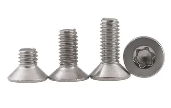 

(1000PCS/lot) SUS304 304 Stainless Steel M2.5*5/6/8 Stainless steel flat head torx machine security Countersunk screw fastners