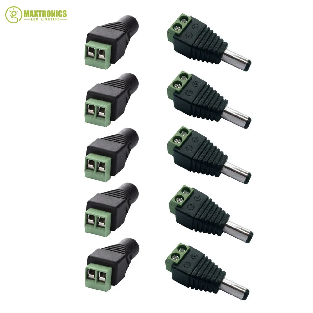 

5 pairs DC Connector Male Female 5.5mm For 5050 3528 single color LED Strip lights or CCTV camera Free shipping