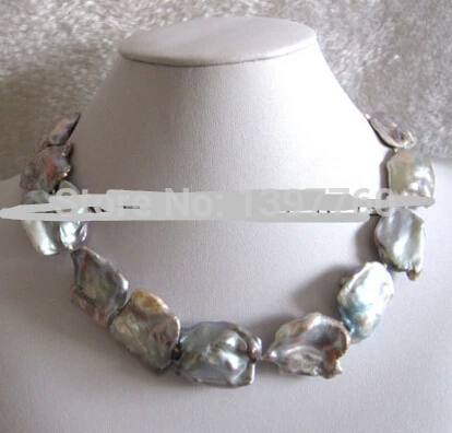 

Miss charm Jew.342 15-30mm Natural Gray AA+ Keshi Freshwater Pearl Necklace AAA