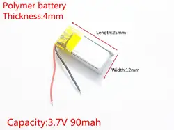 3,7 V 90 mAh 401225 литий-полимерный Li-Po Li ion Перезаряжаемые Батарея ячейки для Mp3 MP4 MP5 gps Оборудование для psp Мобильный bluetooth