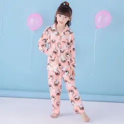 Детская Пижама из хлопка для мальчиков и девочек с длинными рукавами пижамы живой ребенок тонкий Домашняя одежда костюм Бесплатная