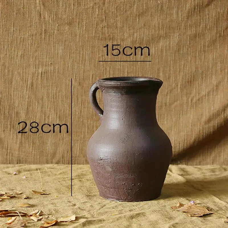 Керамика винтажная ваза ручной работы каменная керамика керамический цветочный горшок глиняная посуда декоративный цветок раскопанный Антикварный Цветочный Горшок - Цвет: qy007