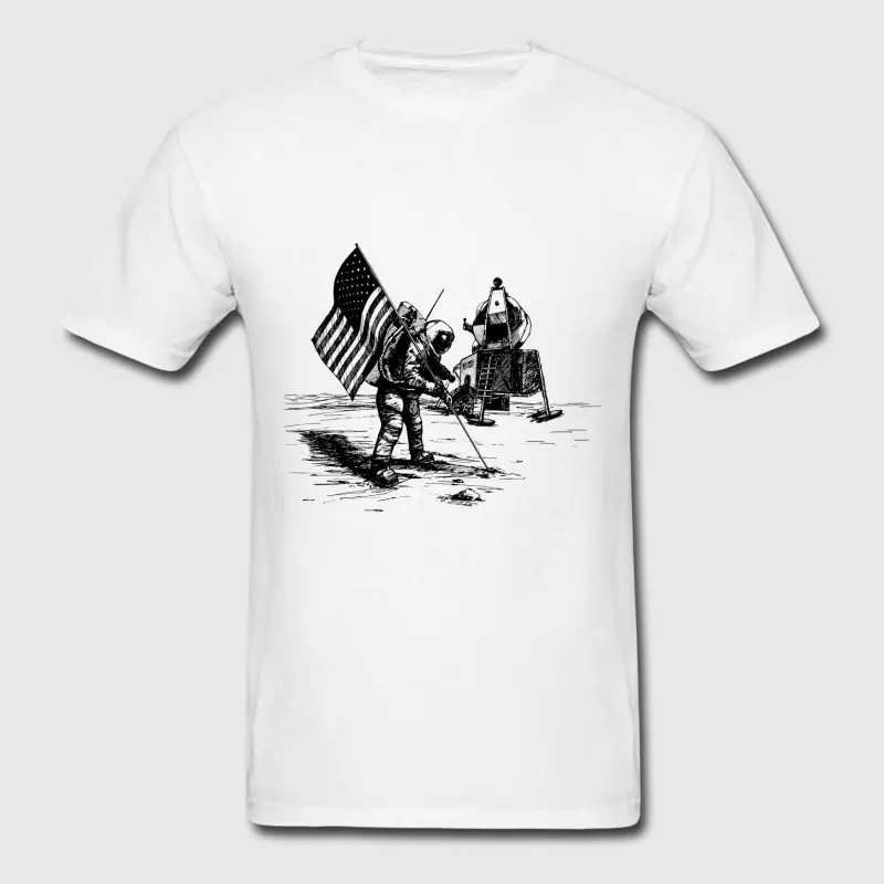 Casual T Shirt For Men Slogan Apollo 11 Moon Landing Tshirt Sunlight Short Sleeve Camiseta Interesting Cute | Мужская одежда