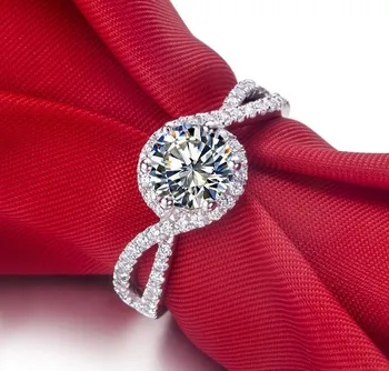 

Bonzer Design 1 CT Solid 585 White Gold Ring Top Quality Synthetic Diamonds Wedding Ring Best Anniversary Ring