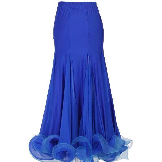 Юбки для фламенко для латинских танцев, Женская юбка, длинная, для взрослых, для Бальных тренировок, для женщин, современное стандартное платье для соревнований, для детей - Цвет: blue1