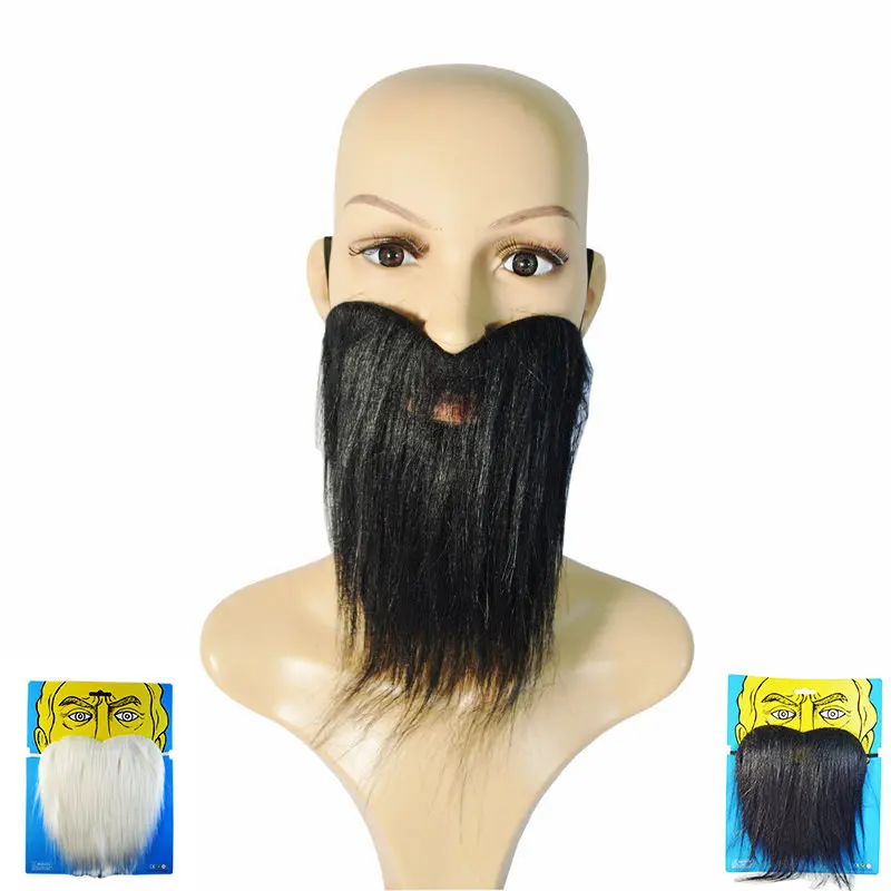 

1pc Black Or White Fake Beard Mustache Facial Hair Party Costume Halloween Props