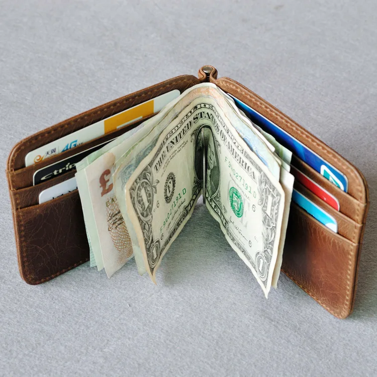 Мужской кошелек из коровьей кожи в стиле ретро с зажимами для денег, качественный клатч из воловьей кожи для карт, женские кошельки, клатч