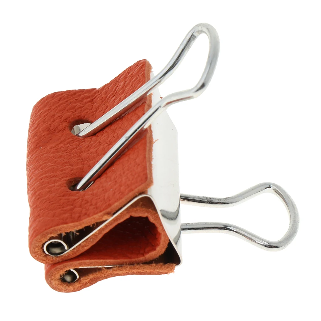 Stainless Steel Office File Ticket Paper Binder Clips with Leather Covered