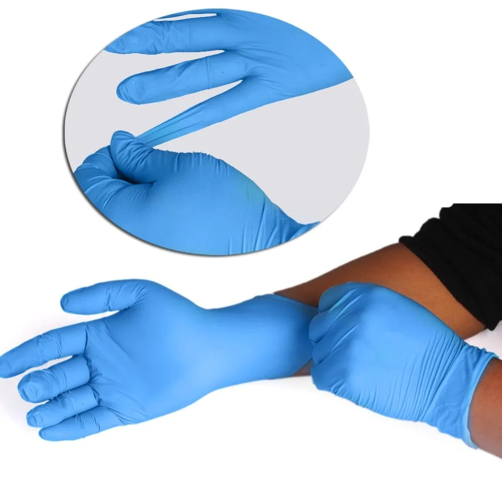 10 шт. удобные резиновые одноразовые механик лаборатории безопасности работы нитриловые перчатки синий рабочие перчатки