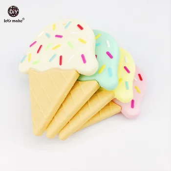 

Let's make 10pcs Silicone Ice Cream Teether Nursing Accessory DIY Teething Necklace Food Grade Silicone Shower Gift Baby Teether