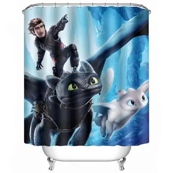 

How to Train Your Dragon Shower Curtain Waterproof Mildew Polyester Bathroom Set