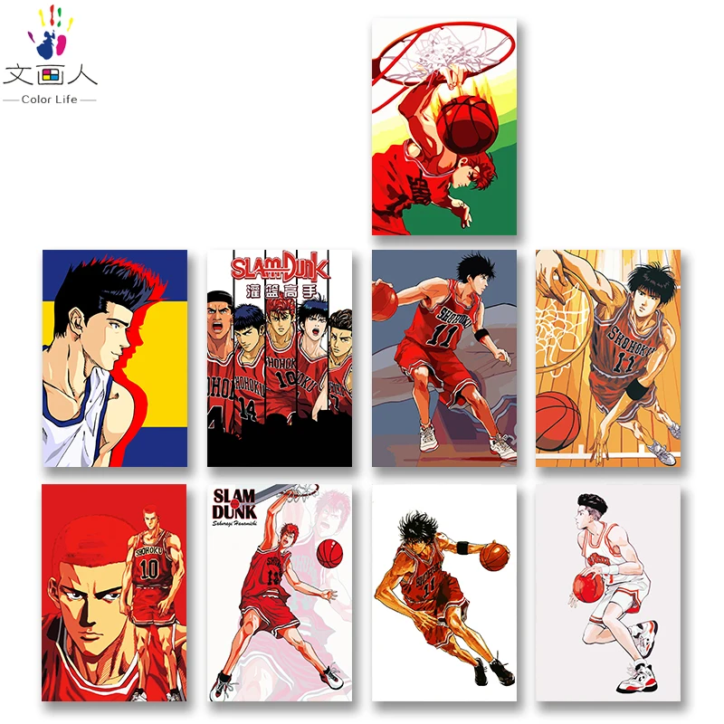 

DIY colorings pictures by numbers with colors Slam dunk Cherry blossoms picture drawing painting by numbers framed Home
