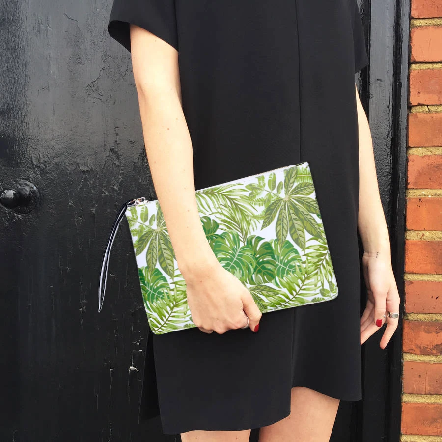 

Women Fashion Flower Plant Printing Handbag Popular Evening Bag Ladies Portable Luxury Day Clutch Bolsas Feminina