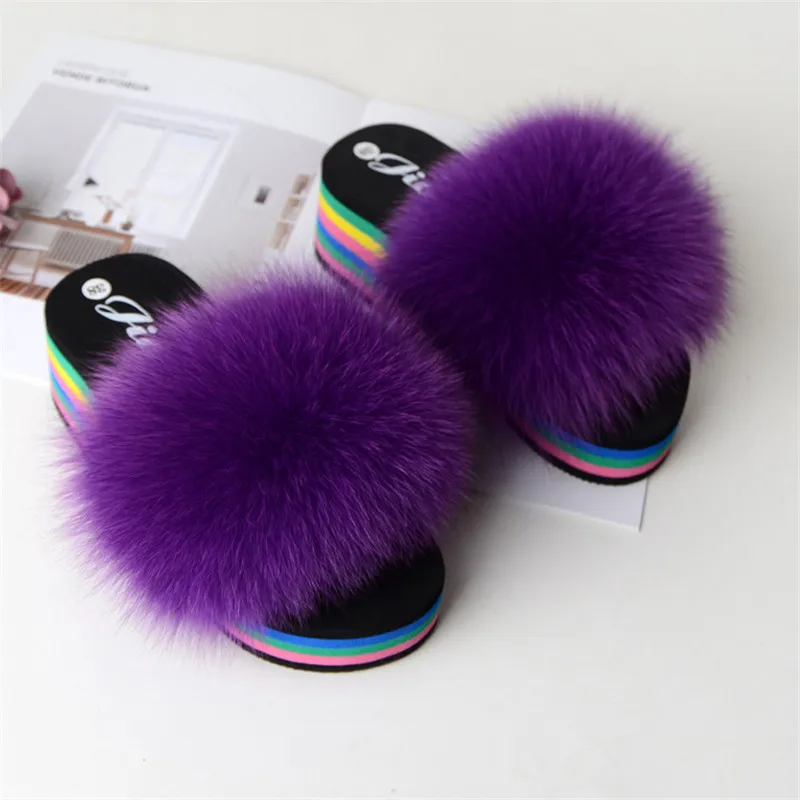 

2019 New Fashion Warm Fur Shoes Women's Slippers Fashion Soles Color Flat Slippers Women's Home Flat Slippers.