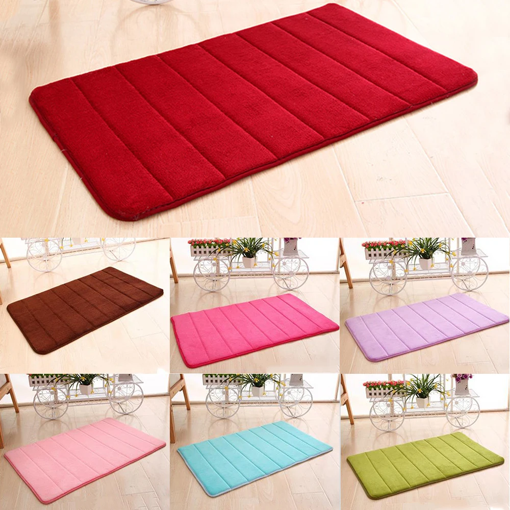 

Hoomall 40x60cm Bath Mat Bathroom Carpet Rug Coral Fleece Memory Foam Bathroom Mat Kitchen Door Floor Tapis De Bain Dropship