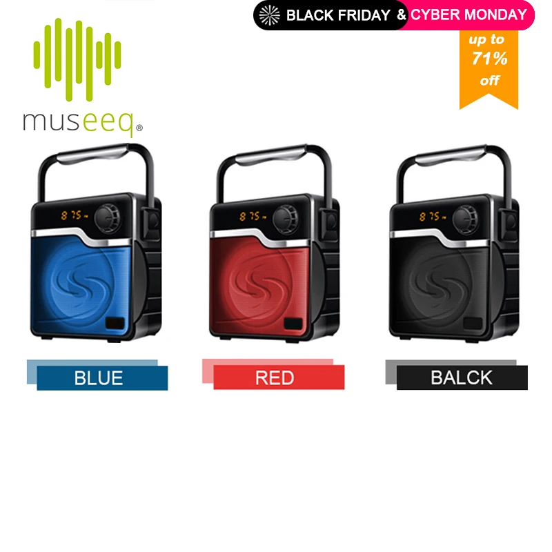 

Museeq Portable Bluetooth Dance and Party Speaker with 4" Driver, LED Display, Carrying Handle, Karaoke Microphone Compatible