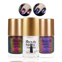 BeautyBigBang 3 шт. светло-фиолетовый хамелеон Multichrome блеск лака для ногтей и Топ пальто Лаки комплект