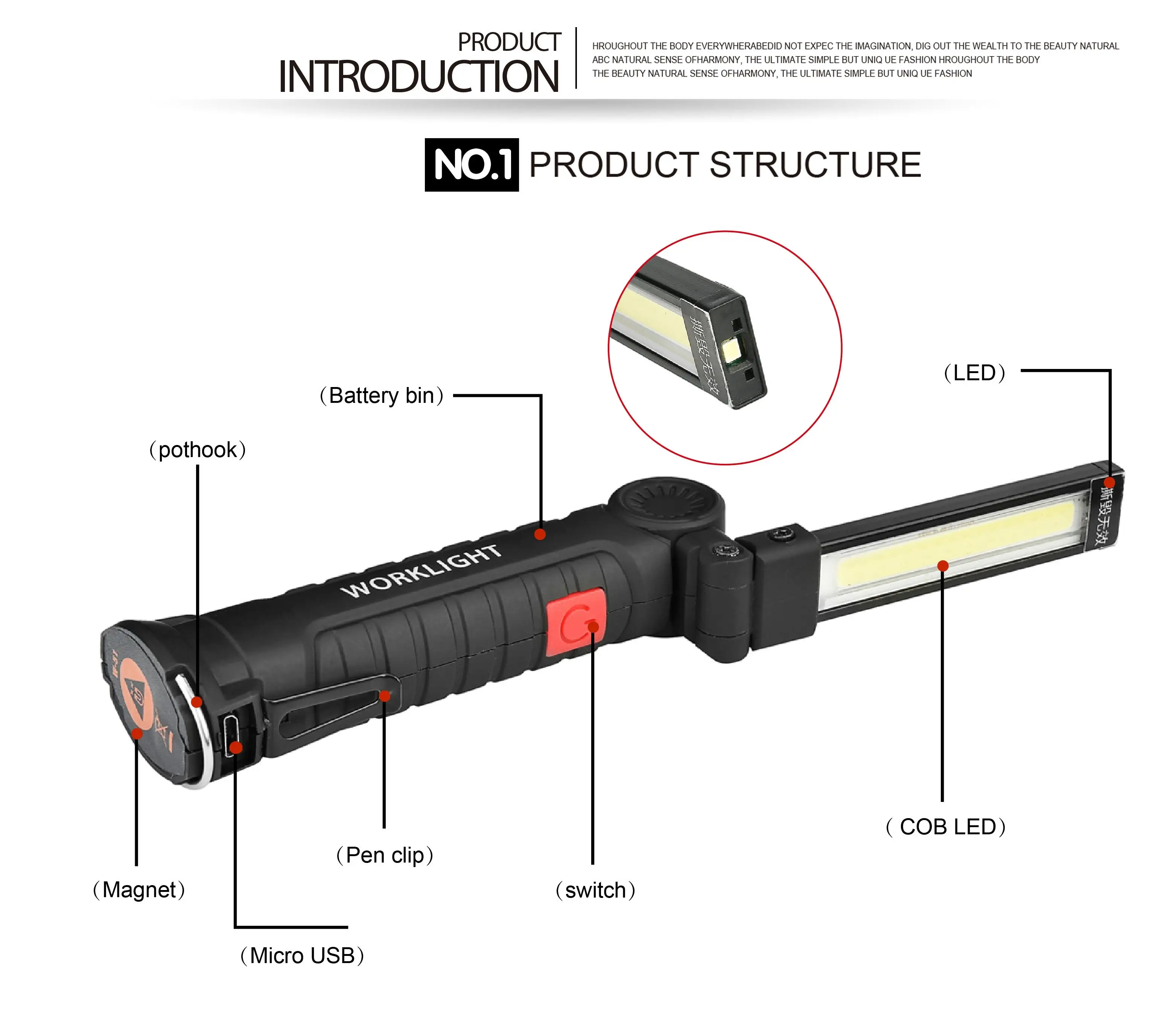 LumiParty Портативный Яркий COB светодиодный светильник s usb зарядка магнитная лампа красный светильник аварийный светильник