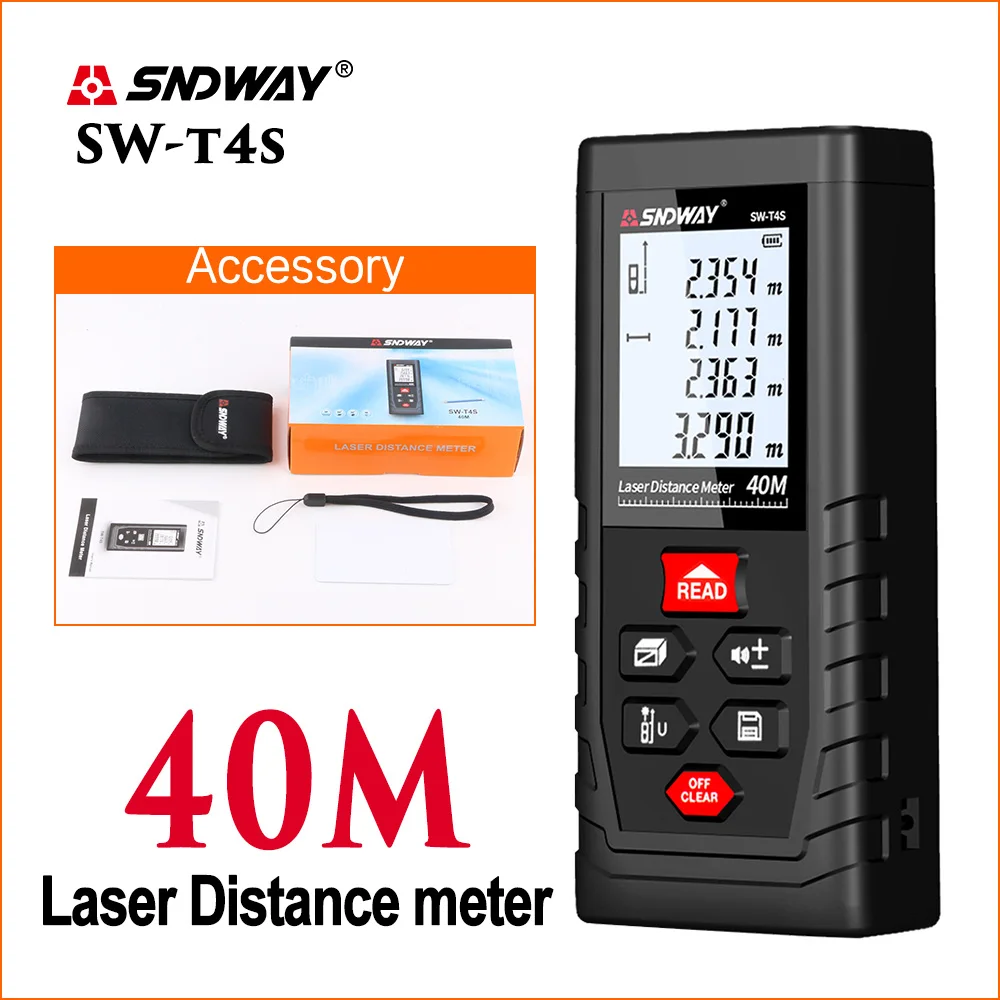 Лазер sndway, дальномер, рулетка, мини цифровой Ручной SW-T4S, серия T, 40 м, лазерный дальномер - Цвет: SW-T4S