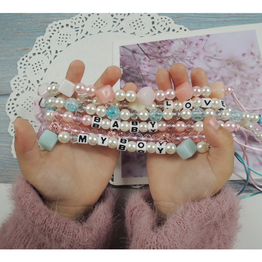 

Moonpie ins style baby crystal beads pacifier chain DIY customize princess toy chain pink bling jelly beads dummy holder CP02