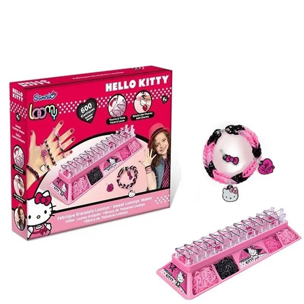 HELLO KITTY цветным бисером браслет Цепочки и ожерелья DIY игрушки mon Coffret подвески для девочек вязать, создать, получить мультфильмы - Цвет: HKC224