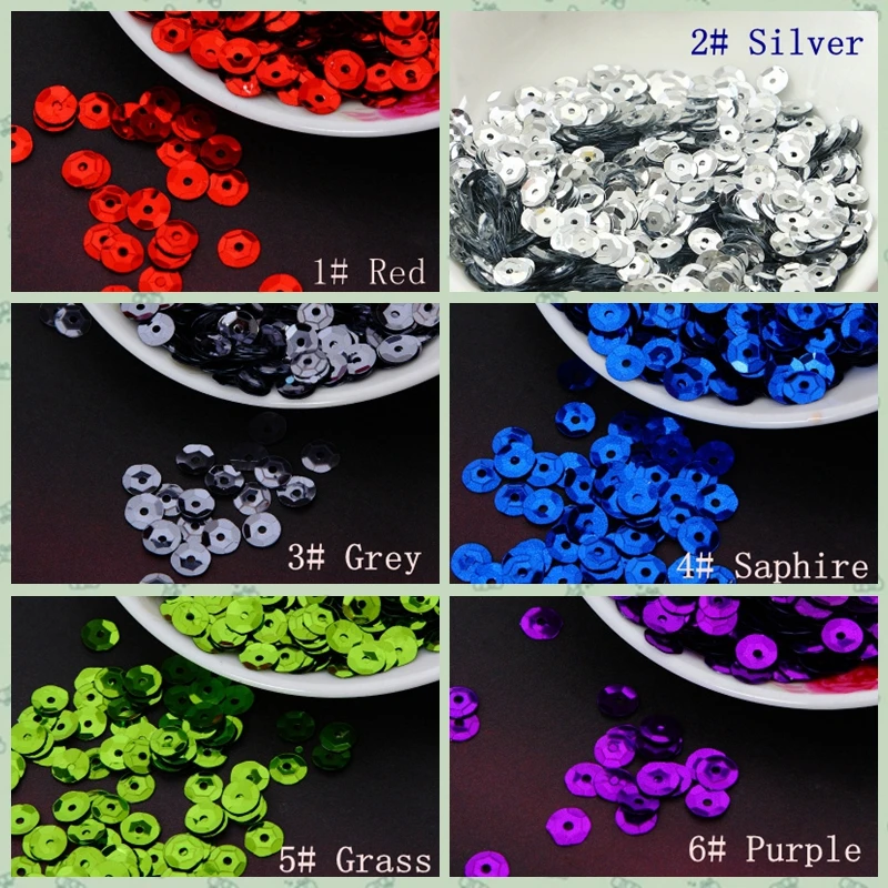 6MM Solid Colors Round Cup Sequins Paillette For Crafts Scrapbook And Sewing DIY Handmade Project