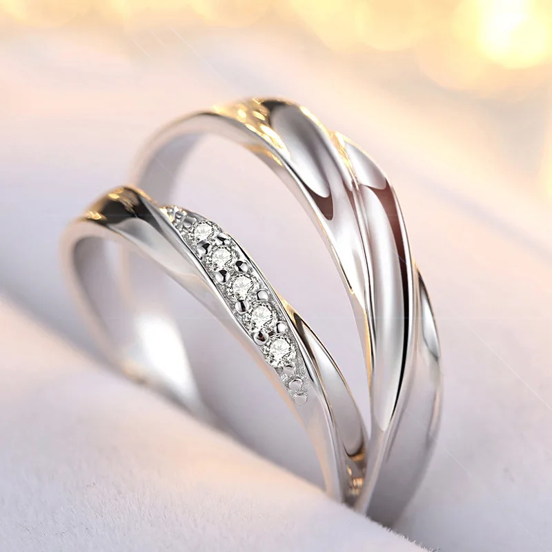 

Solid 925 Sterling Silver Ring Engagement Zircon anel for Women Wedding round elegant and graceful Couple Rings LR1540S