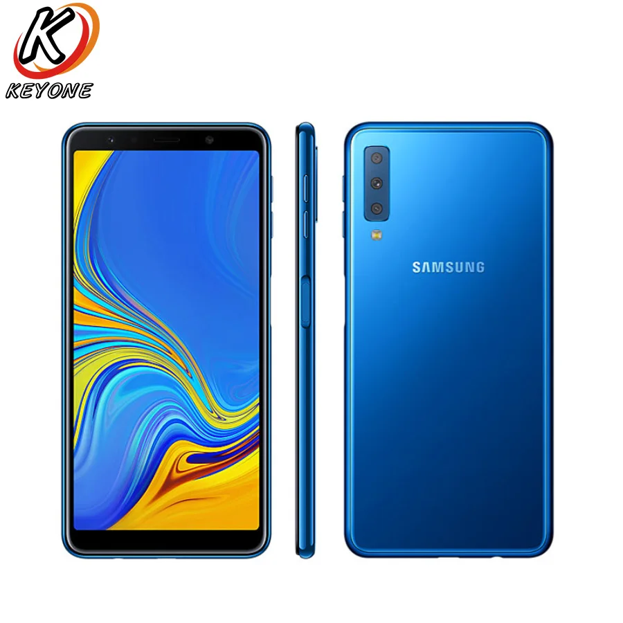Новый мобильный телефон samsung Galaxy A7 A750F DS 2018 4G LTE 6 0 дюймов 4 Гб ОЗУ 64 ПЗУ три камеры