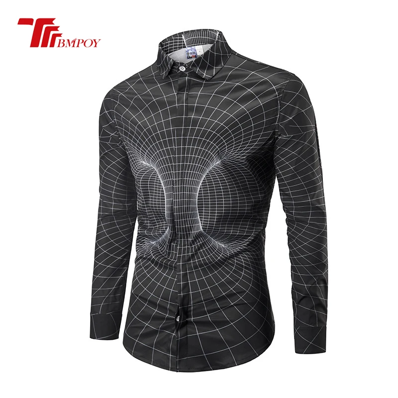  High Quality New Casual Men's shirts men Long sleeve Loose fit Grid Print Turn-down Collar camisas Big Size