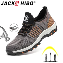 JACKSHIBO/защитная Рабочая обувь для мужчин; Мужские дышащие тканевые ботинки со стальным носком; защитная обувь; защитные ботинки; рабочие ботинки