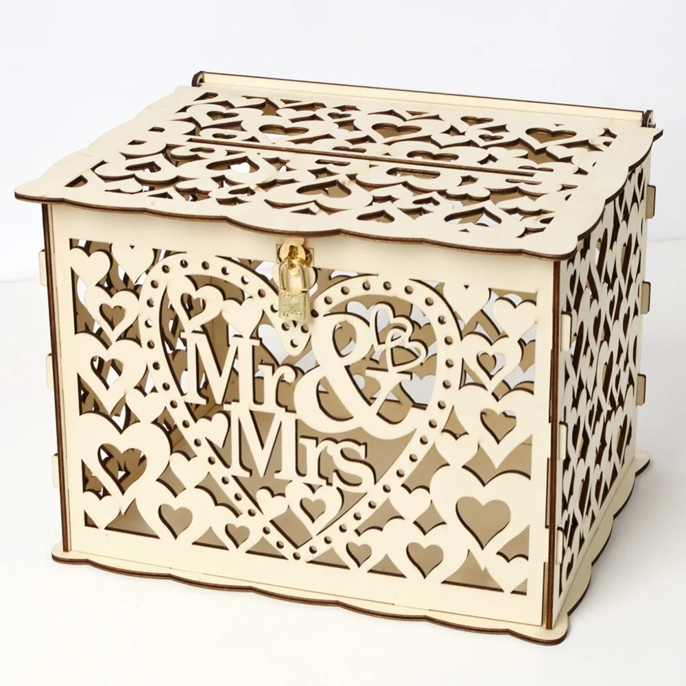 Креативные DIY деревянные полые подарочные карты коробка контейнер Свадебная вечеринка Декор