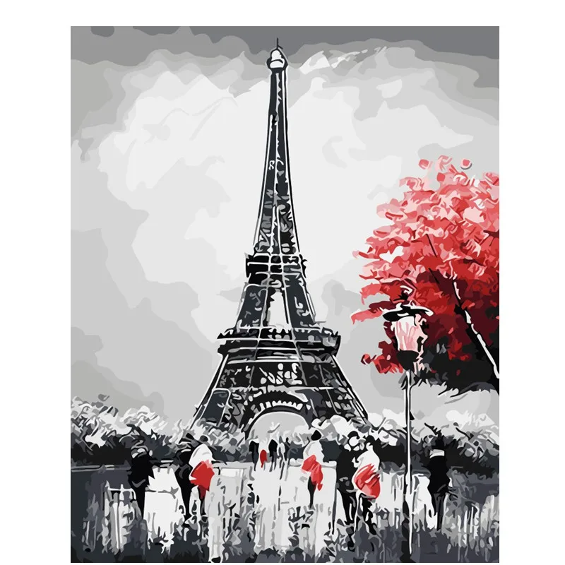 Landscape tower Europe DIY Painting By Numbers Modern Wall Art Picture Acrylic Paint Unique Gift