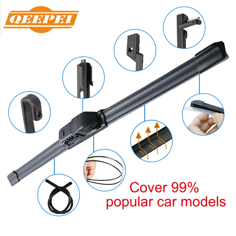 Qeepei 1"-28" fit U Крюк боковая вставка универсальная щетка стеклоочистителя для лобового стекла автомобиля дизайн авто мягкое лобовое стекло натуральный каучук