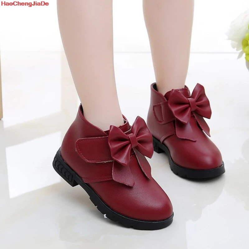 

HaoChengJiaDe Kids Ankle Boots Girls Boys Flowers Bow Fashion Boots Girls Autumn Martin Boots Children Winter Shoes Size 21-36