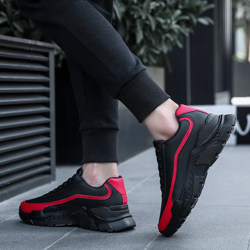 Homme Épais White Sneakers black Black Casual Red D'hiver Nouveaux Automne Ins white Sport De Hommes Feerijt Red Et Chaussures 2018 Étudiants qw7OxZO6