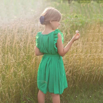 

Girls Chiffon Princess Dress Ruffled Sleeves Teen Girl Dress Pageant Wedding Bridesmaid Birthday Party Pleated Children Clothes