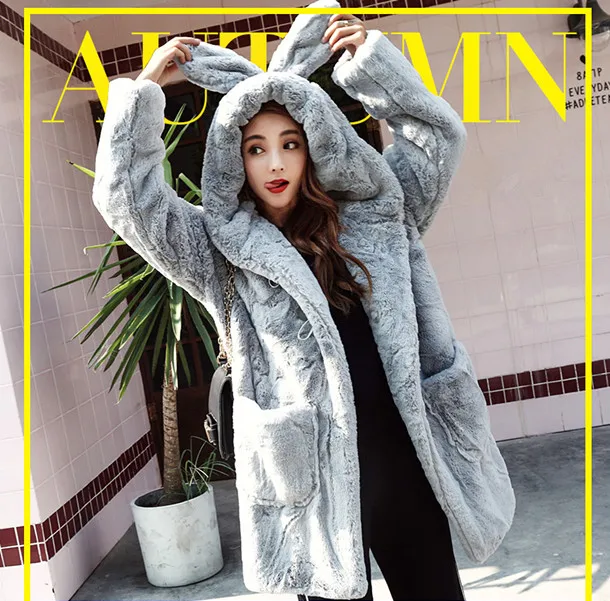 Women's Artificial Fur Coats Long Cashmere Cartoon Lovely Jacket Wool Coat For Women 2018 New Winter Clothing Big Size LZ955 (14)