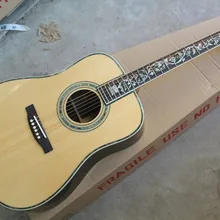 new Factory+ round body acoustic guitar AAA solid spruce top acoustic electric guitar deluxe tree of life inlays acoustic