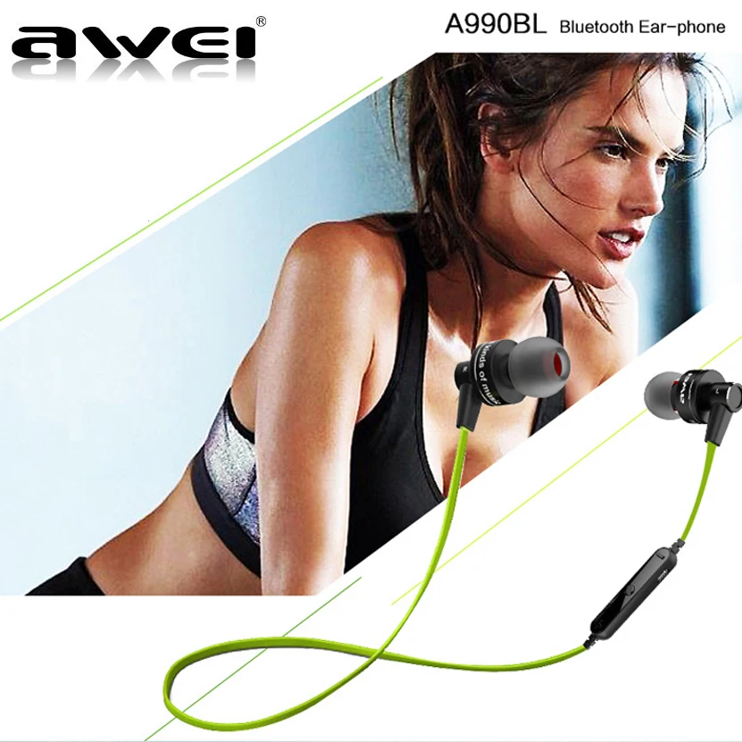 Awei A990BL Wireless sports earphones Noise Isolation bluetooth 4.0,High quality foam tips as a free gift